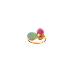 Anillo Triana de plata con baño de oro y piedra natural, talla 16 - Alma de Plata