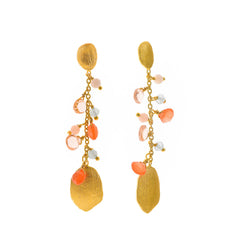 Pendientes Solaria largos dorados con piedras de colores - Alma de Plata
