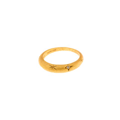 Anillo Lunara de plata chapada en oro mate con estrellas de circonita - Alma de Plata