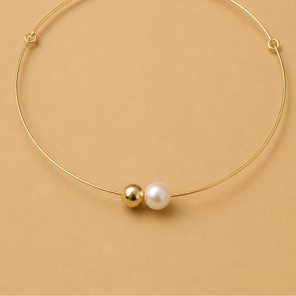 Choker Perla dorado con perla, vista 4 - Alma de Plata