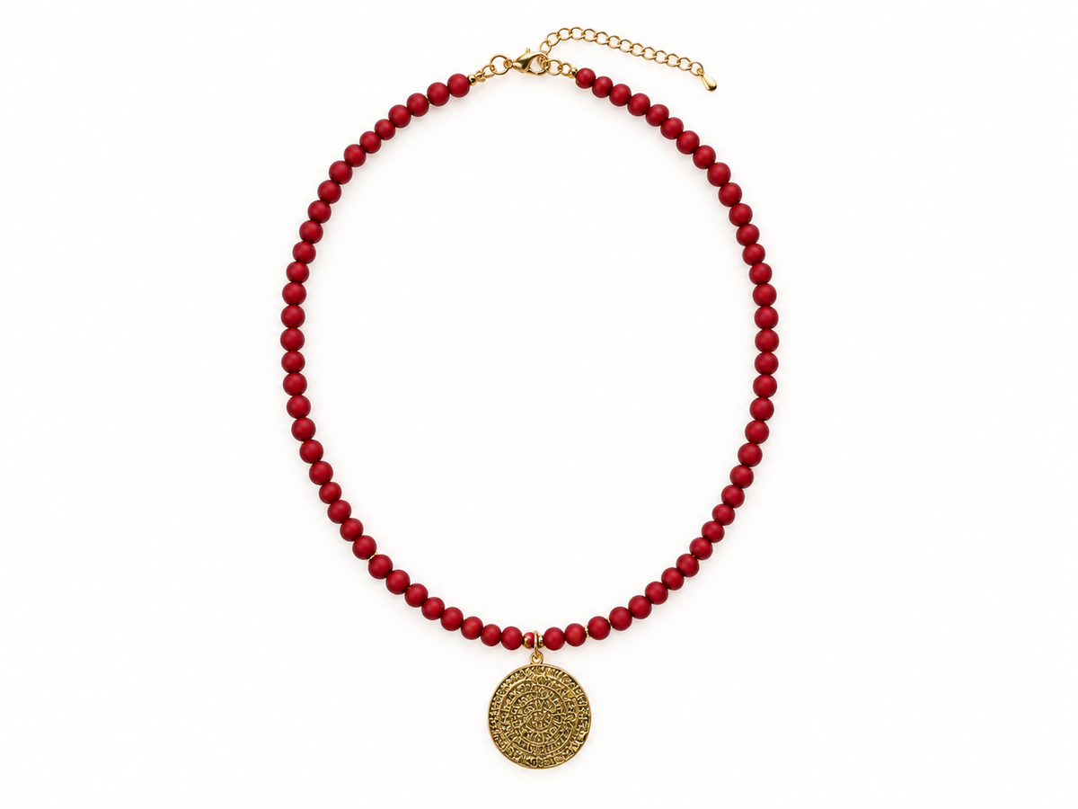 Collar Nuba de bolas de madera y latón con baño de oro - Alma de Plata
