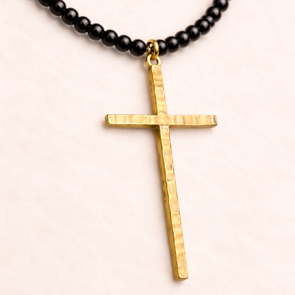 ONYX CROSS NECKLACE