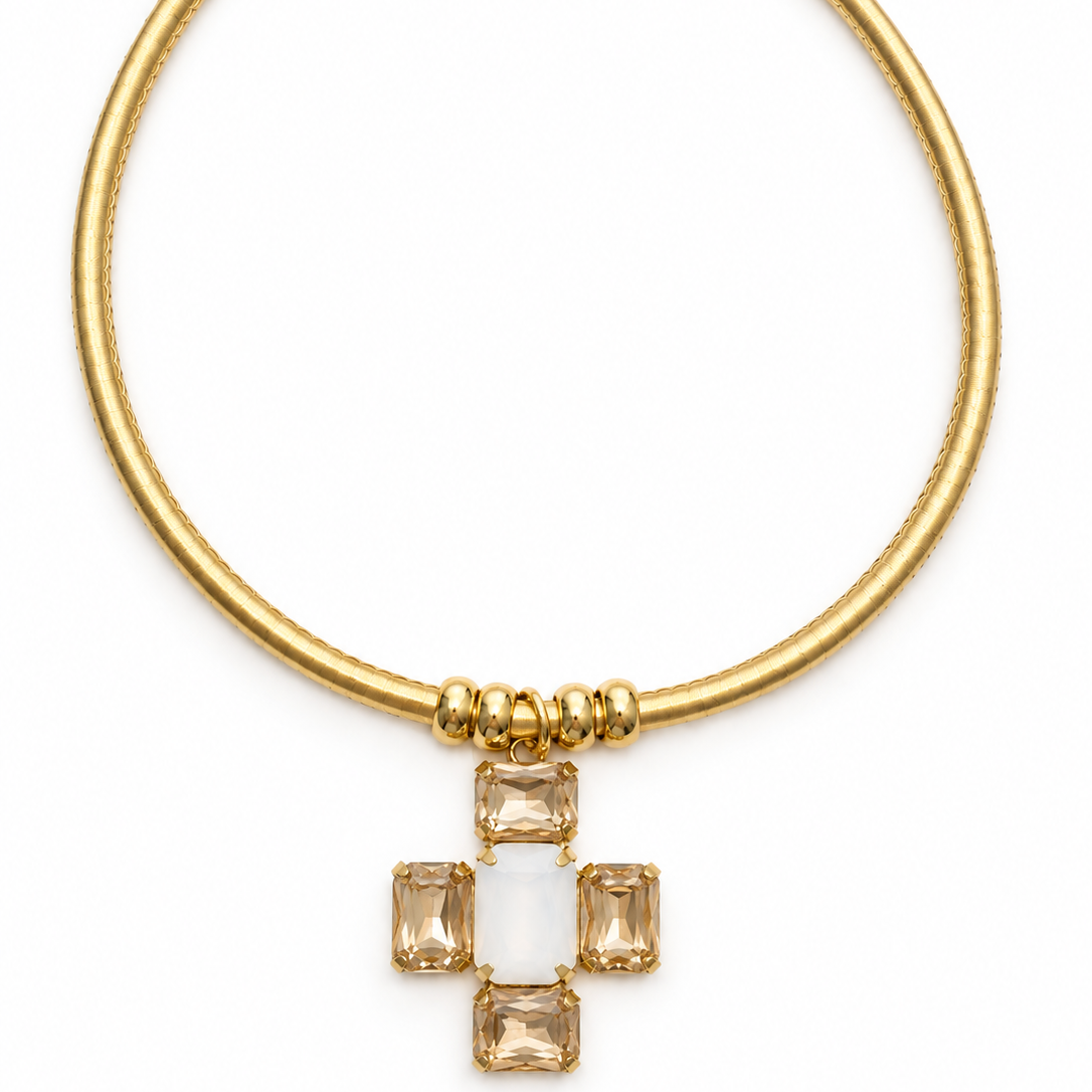 Collar Polipiel Esenza con cruz - Alma de Plata