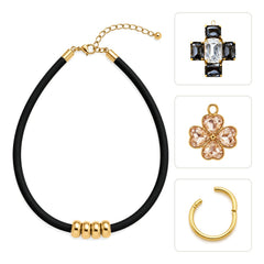 PACK COLLAR CAUCHO + CRUZ ESENZA MAXI + CHARM TRÉBOL