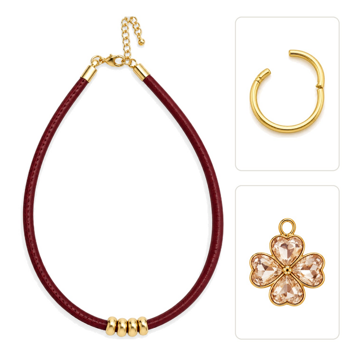 PACK COLLAR POLIPIEL + CHARM TRÉBOL